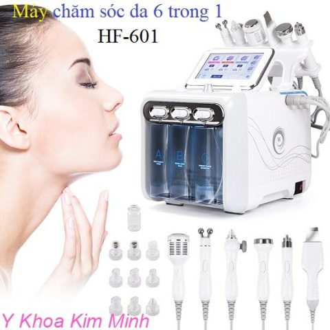 Máy chăm sóc da mặt đa năng 6 chức năng, model HF-601, phục vụ chăm sóc da chuyên sâu tại spa hoặc gia đình.
