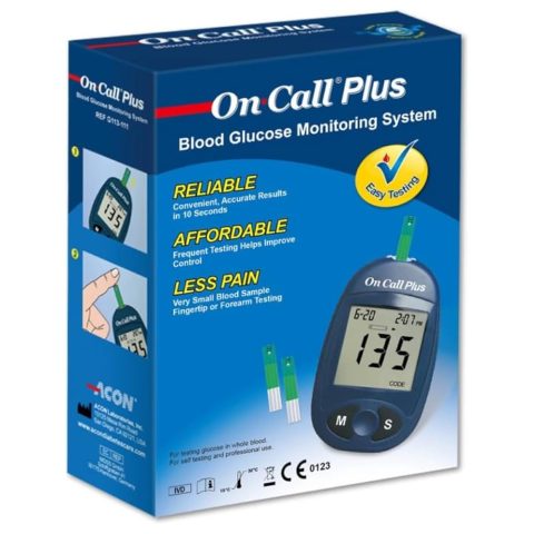 Bộ sản phẩm máy đo đường huyết On Call Plus gồm máy, que thử và kim