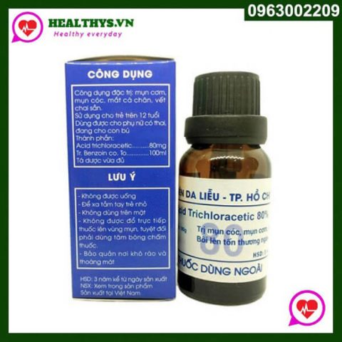 Thuốc trị mụn cóc chứa Acid Trichloracetic, một hoạt chất mạnh cần cẩn trọng khi sử dụng trong thời kỳ cho con bú.