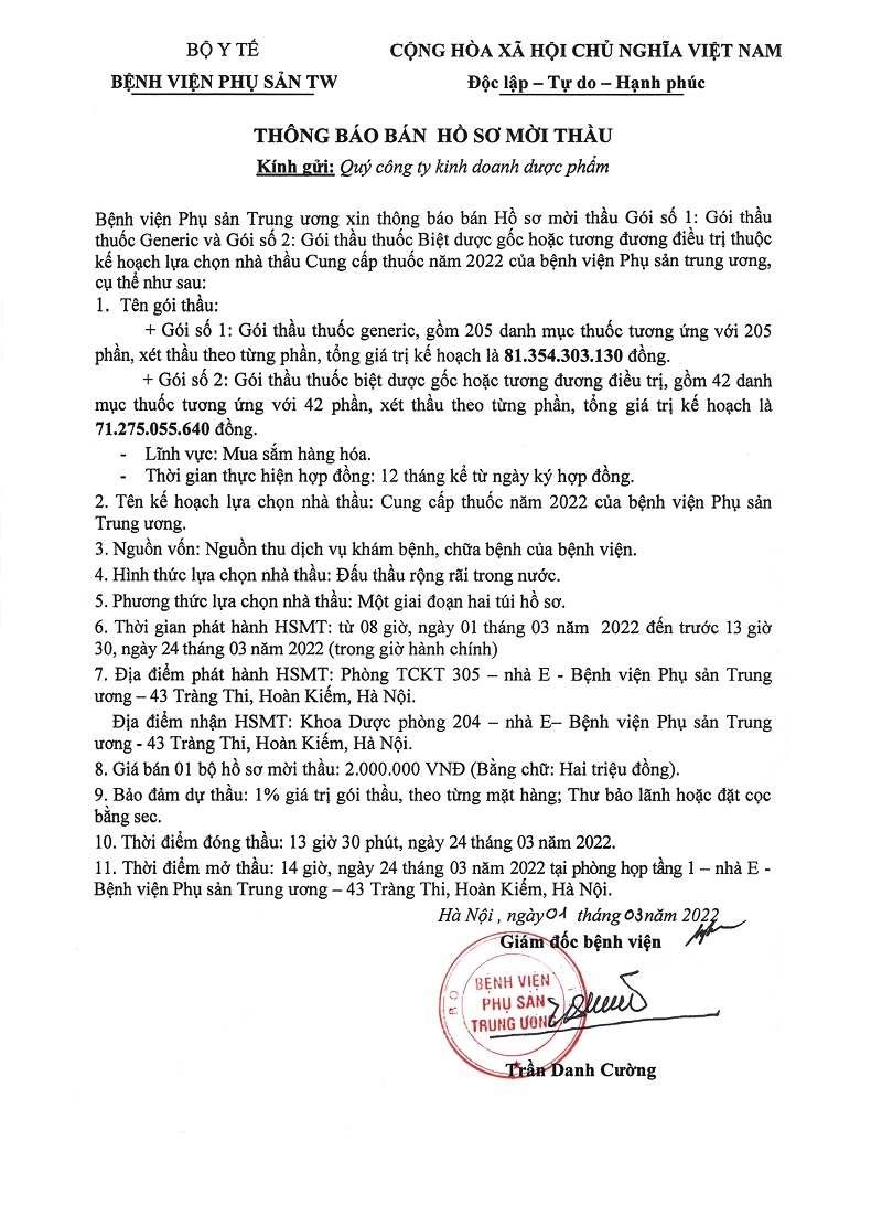 Hồ sơ mời thầu nhà thuốc Bệnh viện Bạch Mai: Hướng dẫn chi tiết