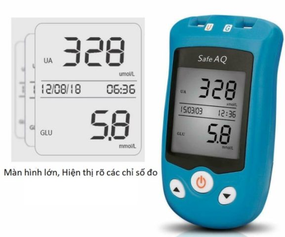 Máy đo đa năng Sinocare Safe AQ UG kiểm tra đường huyết và axit uric