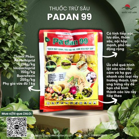 Sản phẩm chứa hoạt chất Padan 99, minh họa sự cần thiết của việc kiểm tra và phân loại chính xác các hoạt chất để đảm bảo không nhầm lẫn giữa thuốc nông nghiệp và hoạt chất trong đơn thuốc điều trị.