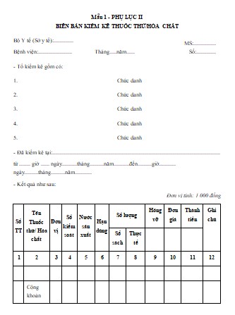 qt.26.ht.05 Biên Bản Kiểm Kê Thuốc Tủ Trực: Hướng Dẫn Chi Tiết