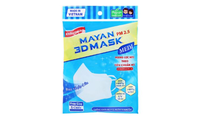 Hình ảnh khẩu trang y tế Mayan 3D Medi PM2.5 với thiết kế ôm sát khuôn mặt