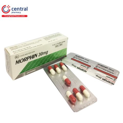 alt: Hộp thuốc Morphin 30mg Dopharma, một loại opioid mạnh được kê đơn theo chỉ định của bác sĩ.